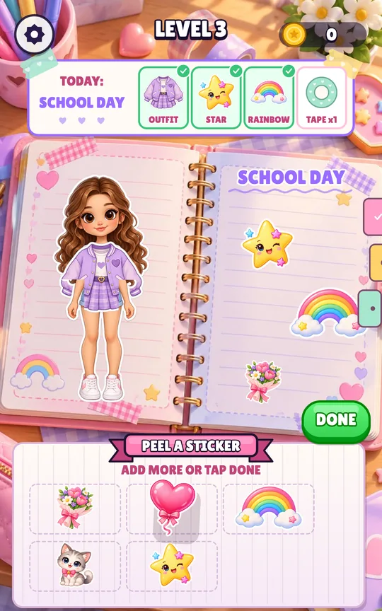 Sticker Diary Doll DIY screenshot 2
